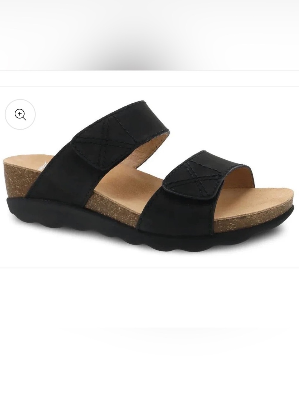 Dansko Black Double-Strap Wedge Sandals